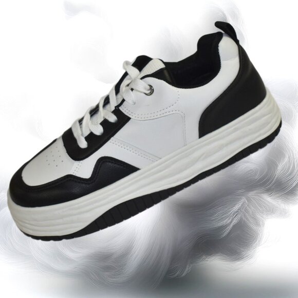 Vepose 8060 White Black Lace-Up Platform Sneaker, Size 9.5 (New) - Picture 2 of 6